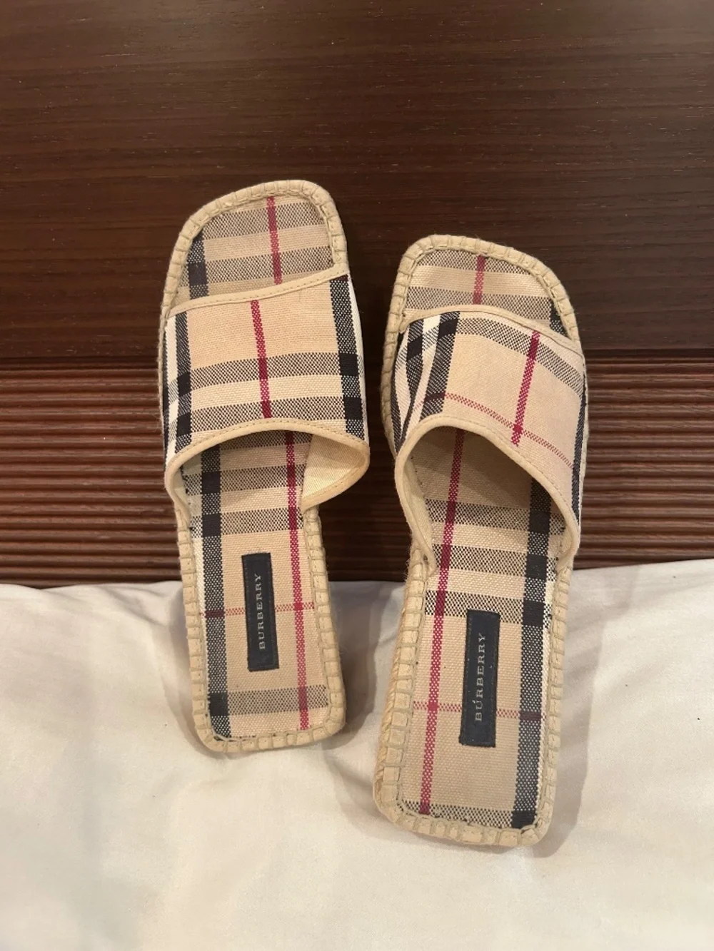 Authentic Burberry check slides size 37